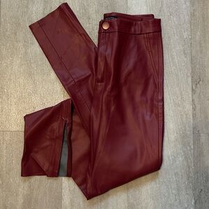 Red leather pants